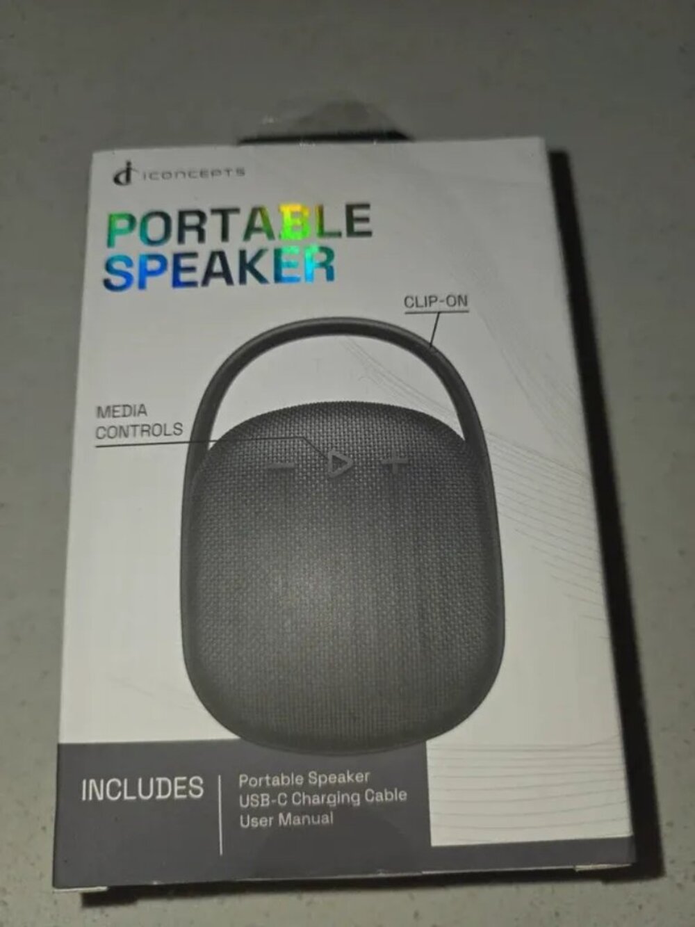 Portable Bluetooth speaker, iConcepts CLIP-ON model